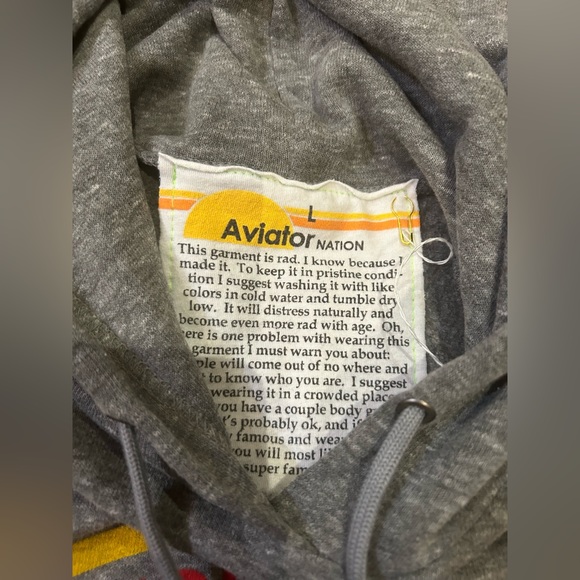 Aviator Nation Hoody - Heather Grey. BNWT. Size is L but fits more like a M. - Picture 3 of 3